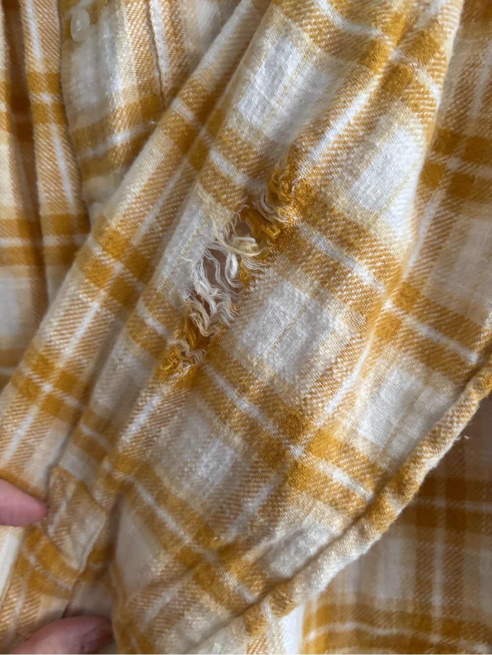 American Eagle Outfitters Yellow and White Plaid Button-Down Shirt - Picture 3 of 5